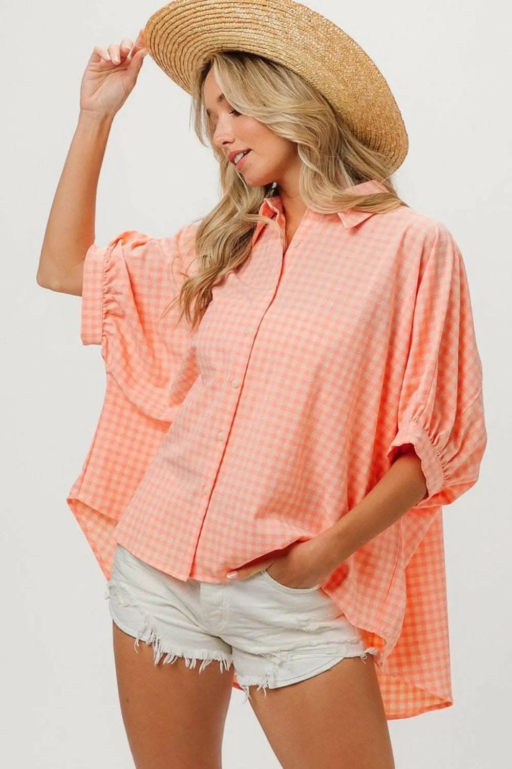 Pants Trendsi Plaid Button Down Women's Elegant Dolman Sleeve Shirt - Comfy Fit