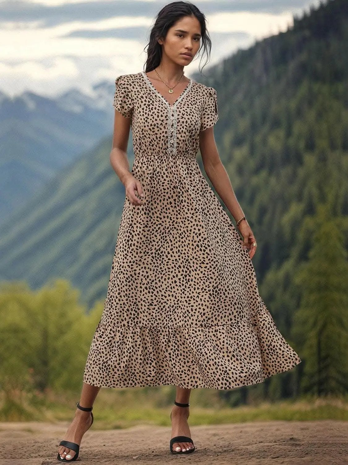 Dresses Trendsi Elegant sheer v-neck dress