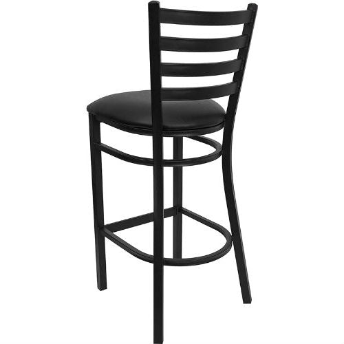 Taburete de bar estilo restaurante con respaldo de escalera de metal negro