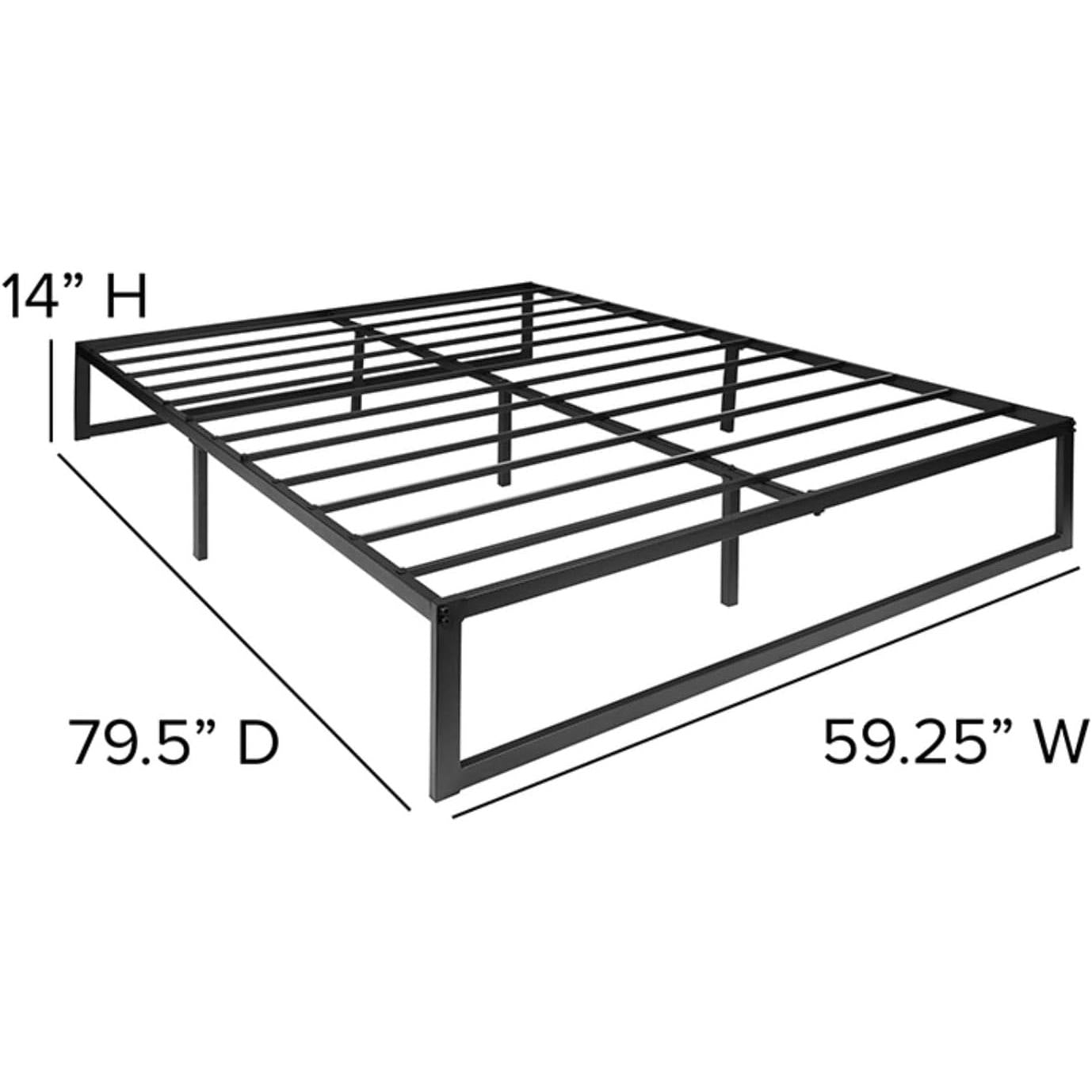 Base de cama tamaño Queen de metal negro de alta resistencia de 14 pulgadas de alto
