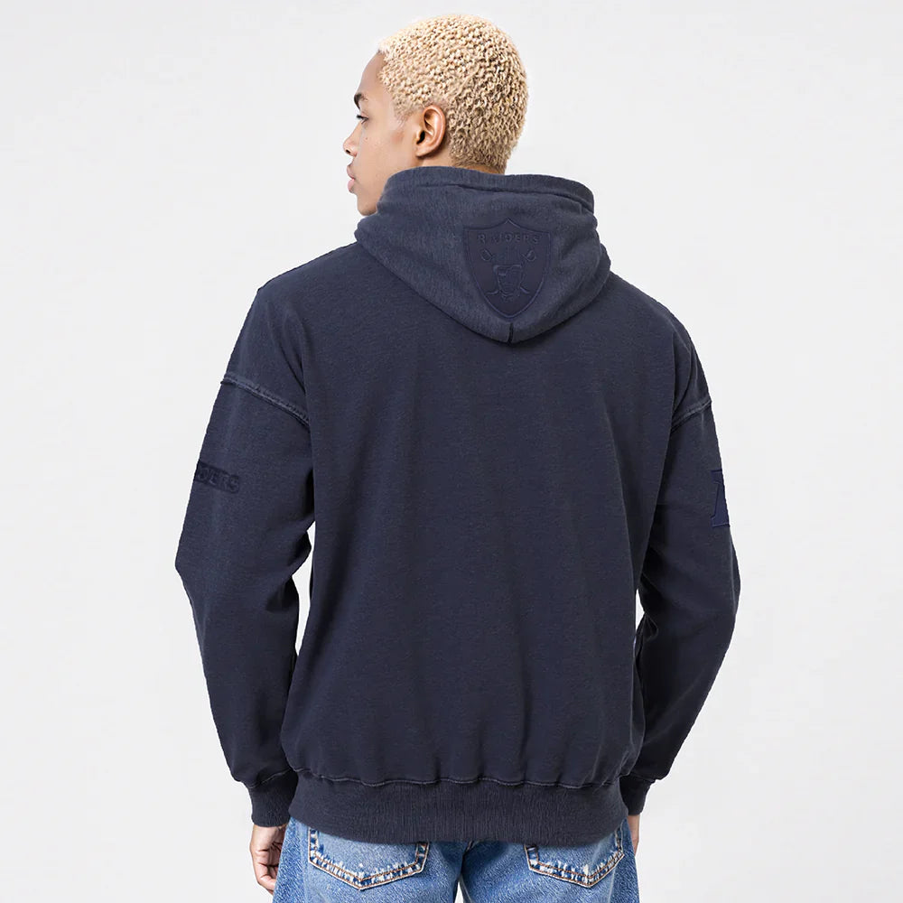 Sudadera con capucha Pro Standard Raiders Washed Enzyme con hombros caídos - Azul marino