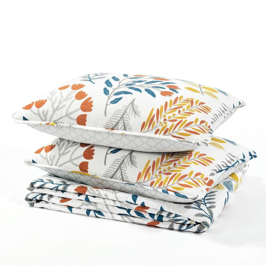 Juego de edredón liviano de 3 piezas con estampado floral bohemio botánico de tamaño matrimonial/queen