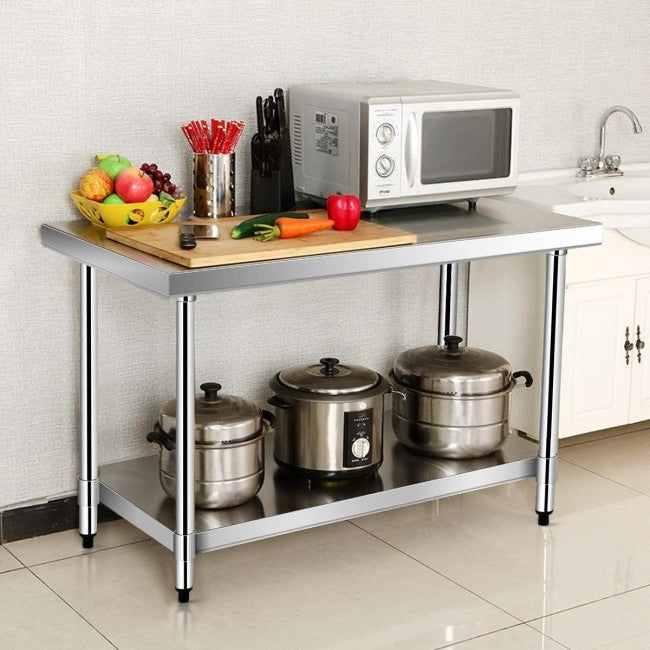 Mesa de trabajo de acero inoxidable para cocina comercial