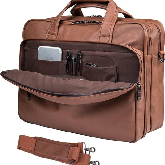 Bolso Mensajero de Cuero para Portátil – Maletín Impermeable de 15.6″ para Trabajo y Viajes