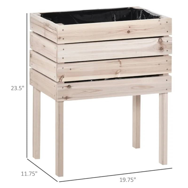 Jardinera de huerto elevada de madera de 4 piezas estilo rústico