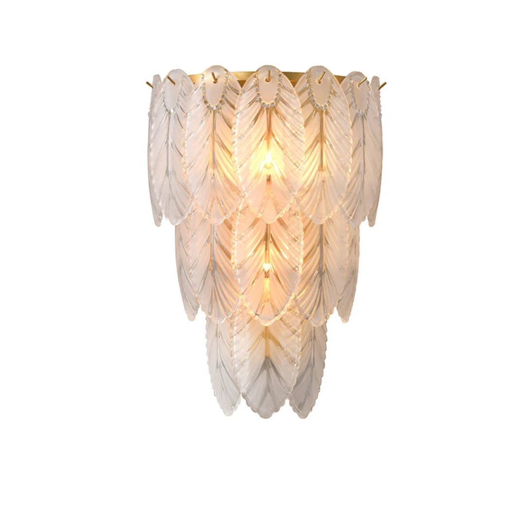 Lámpara de pared de cristal con plumas