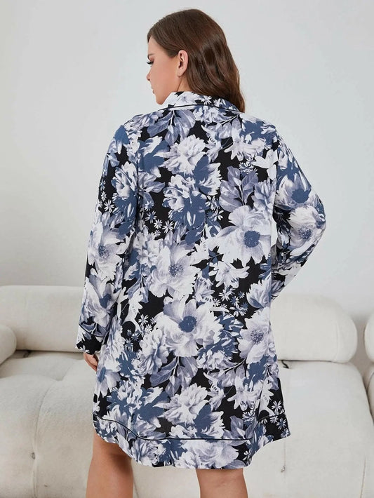 T-Shirts Trendsi swimwear - Floral print plus size nightgown