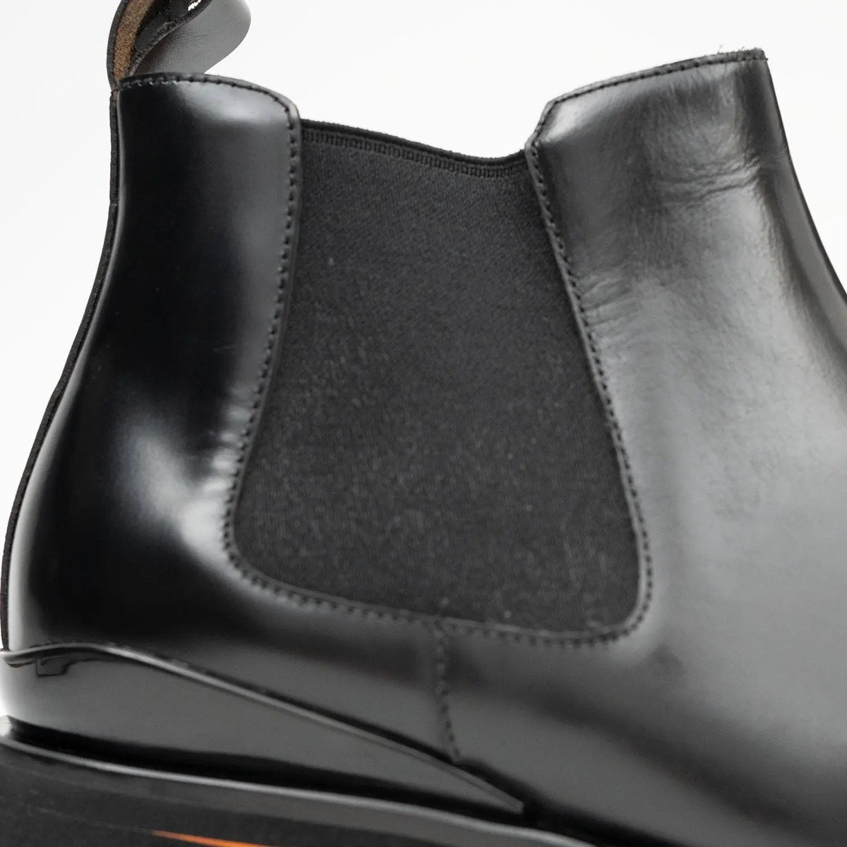 Black Plain-Toe Cow Leather Chelsea Boots