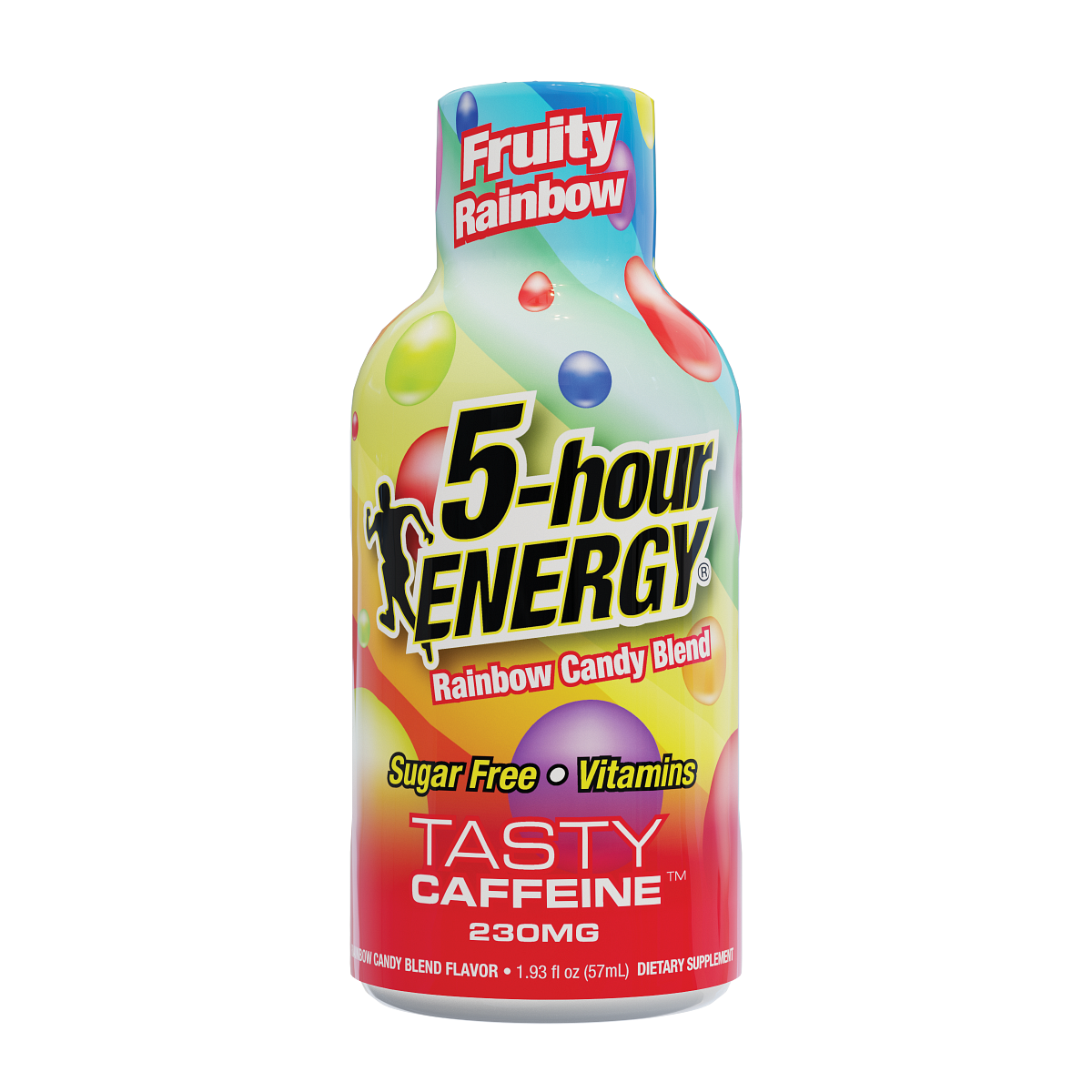 Paquete de 24 Bebidas Energéticas de 5 Horas de Larga Duración, Sabor Arcoíris Frutal, 1.93 oz Líq.