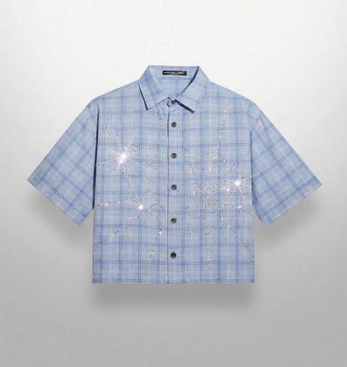 Light blue rhinestone flannel
