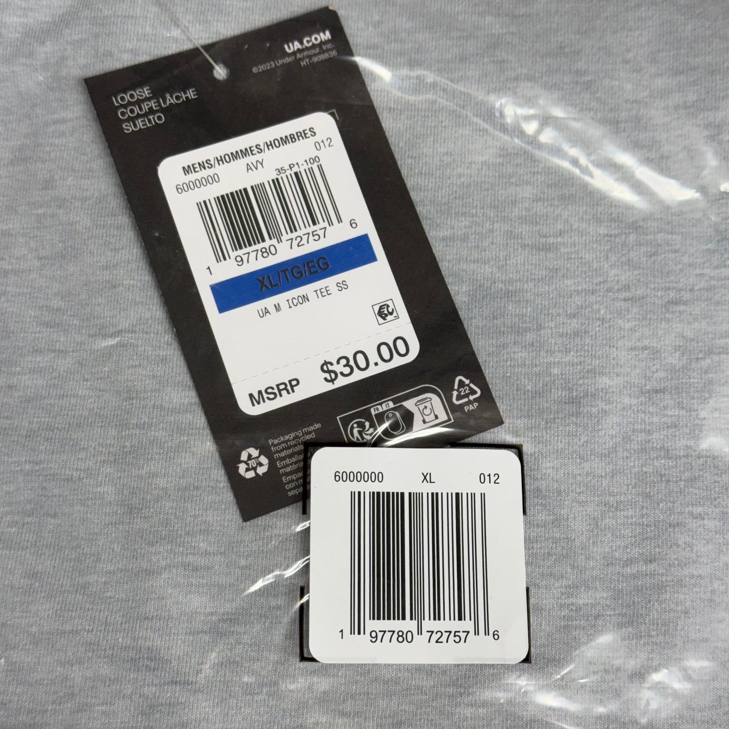 UNDER ARMOUR Men's UA Logo Embroidered Heavyweight Short Sleeve XL Harbor Blue-465