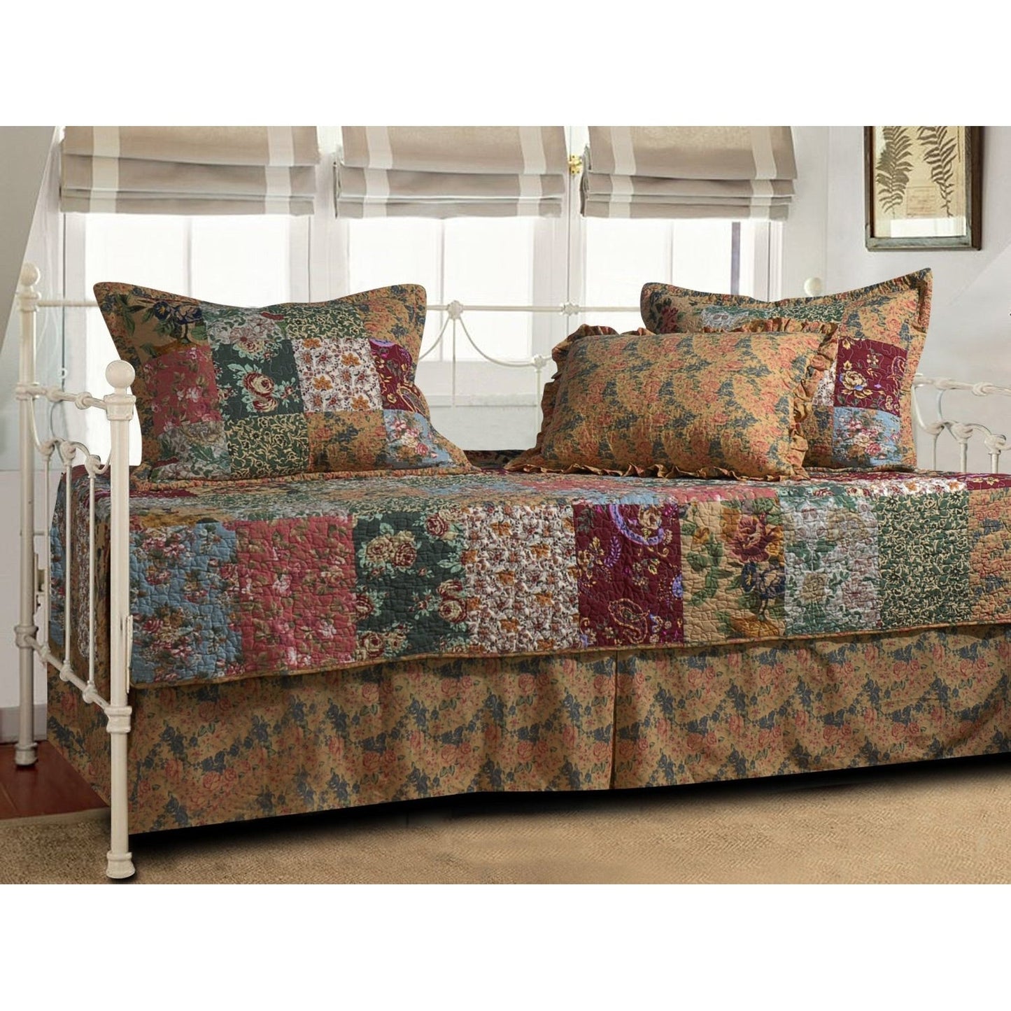 Juego de cama Floral de 5 piezas para diván