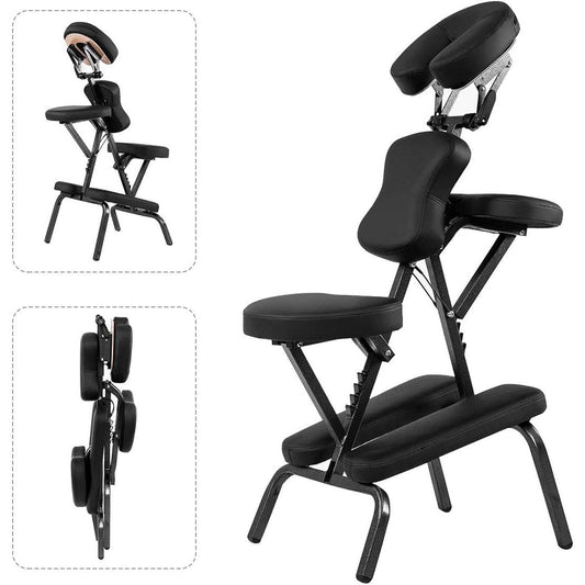Sillón de Masaje Portátil Negro para Tatuajes con Bolsa de Transporte