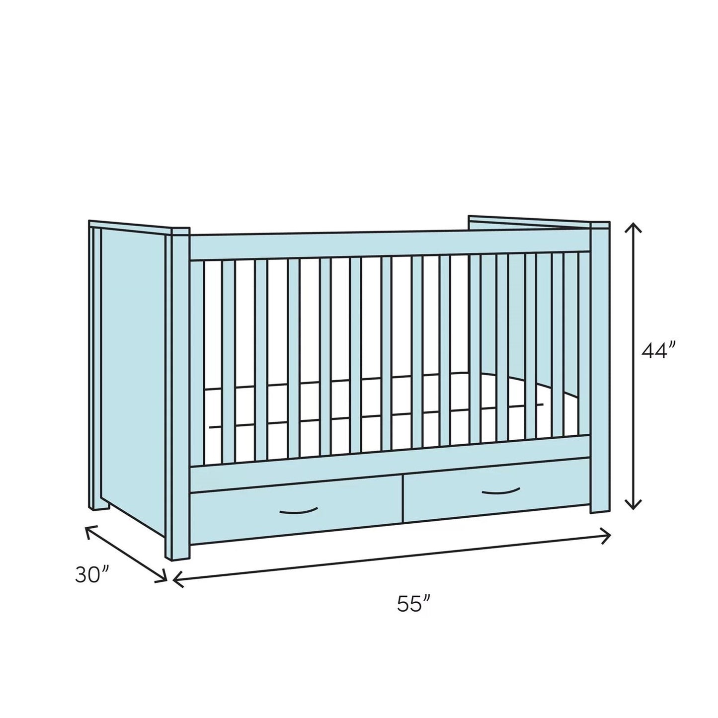 Cuna convertible de madera maciza SF Home en gris - Cama infantil se vende por separado