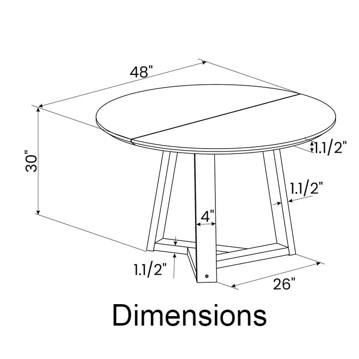 48 Inch Round Scandinavian Solid Wood Dining Table in Blonde