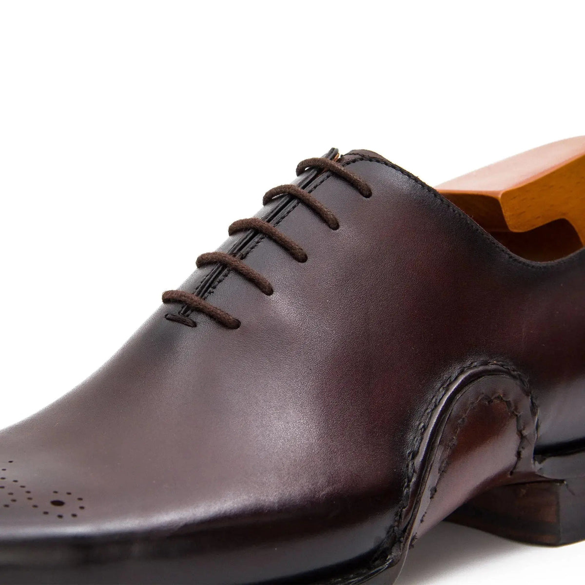Brown Square-Toe Cow Leather Oxford Shoes