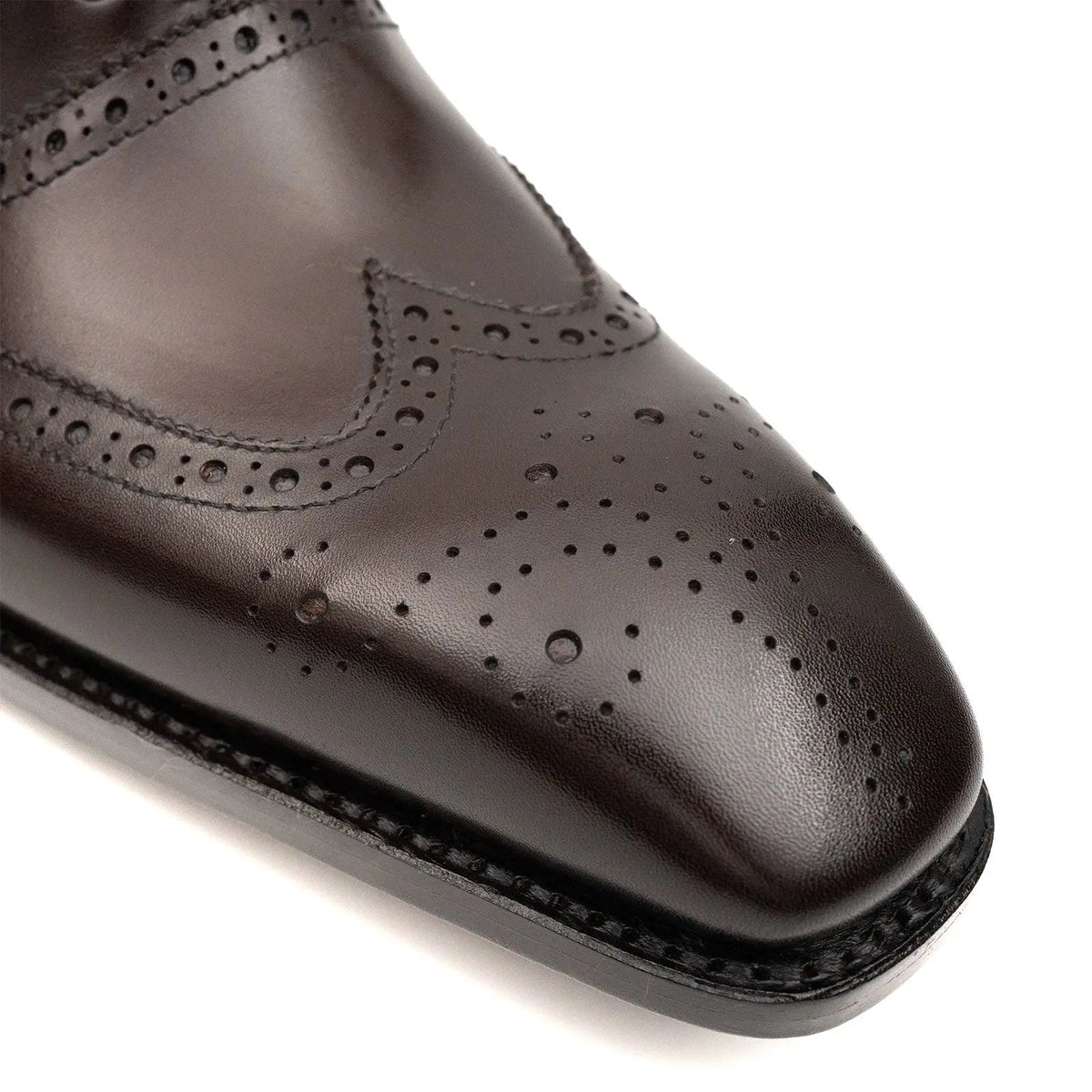 Dark Brown Wingtip Cow Leather Ankle Boots