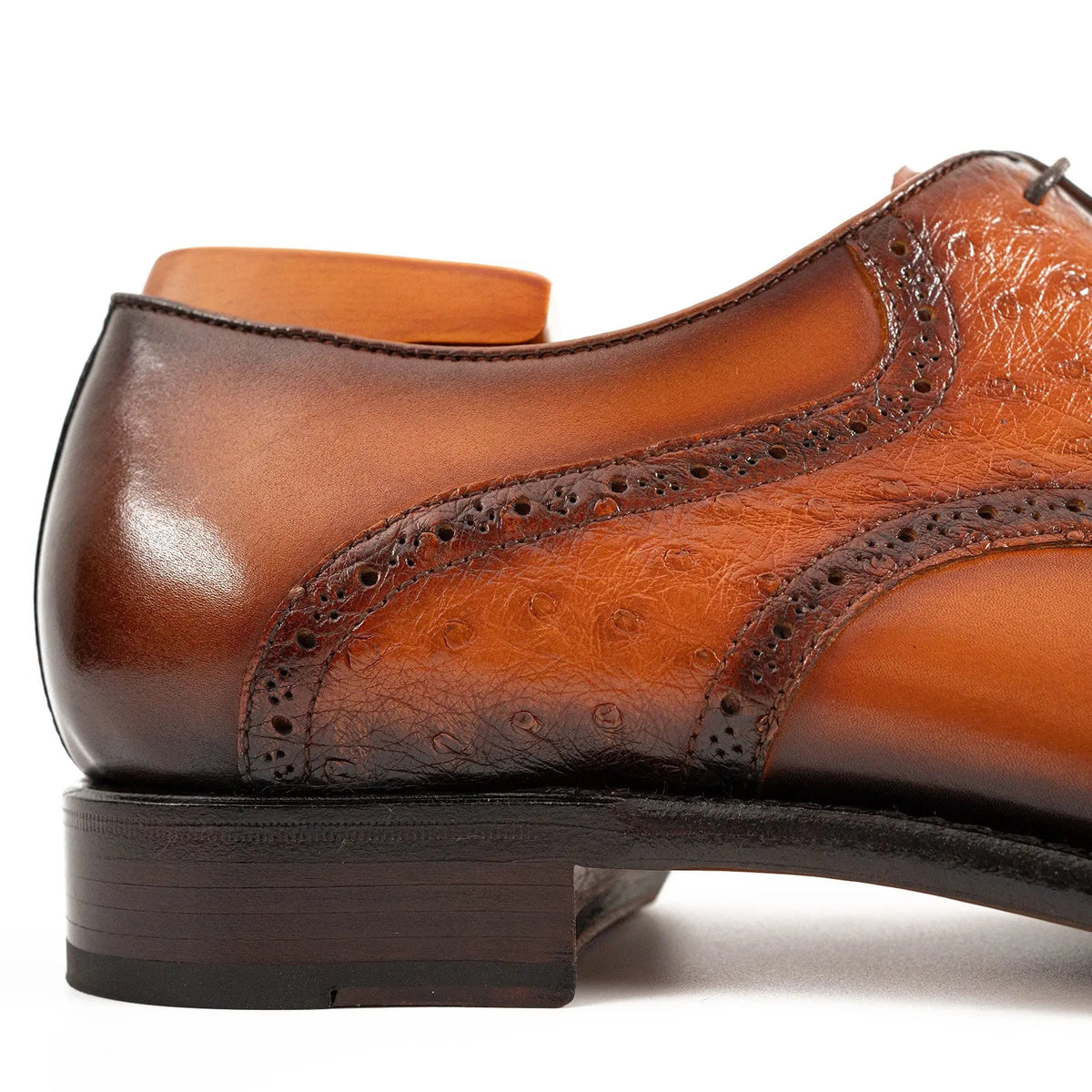 Orange-Brown Square-Toe Cow Leather Oxford Shoes