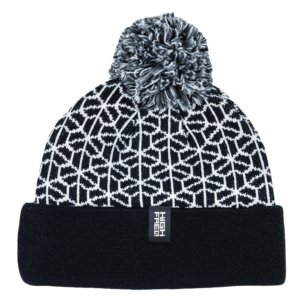 Gorro con pompón Isomatrix blanco y negro