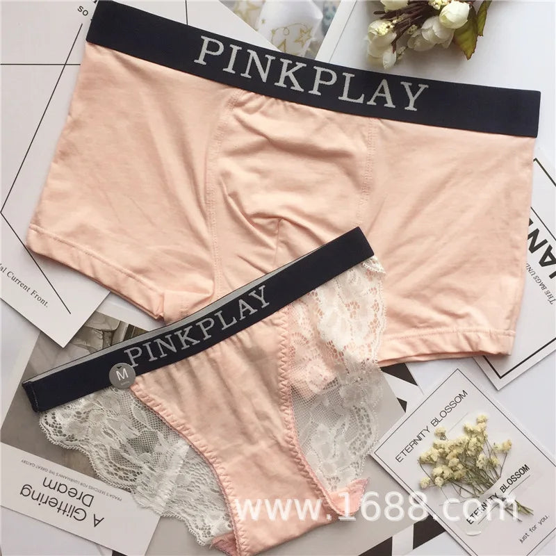 New Style Men's Women Underwear Sexy Lace Panties Women Low Waist Pure Color Briefs Male Comfort Boxers Fashion Lovers Panties