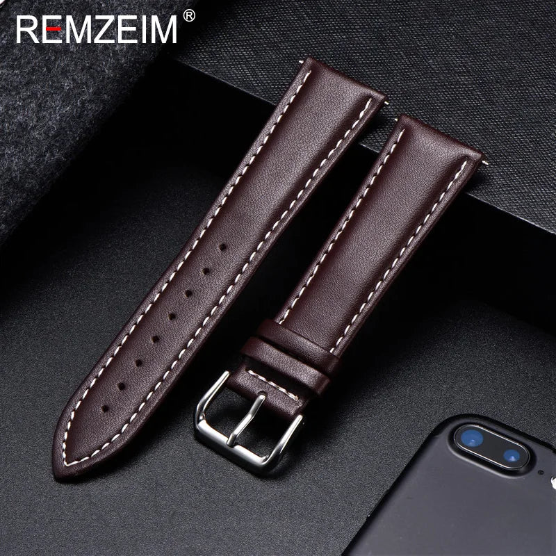 Garmin 18/20/22/24mm Quick Release Soft Calfskin Band, Plain or White Stitching