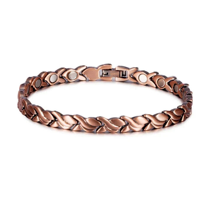 Vinterly Magnetic Pure Copper Bracelets for Women 6.5mm Vintage Chain Health Energy Magnet Arthritis Pain Relief Women Jewelry