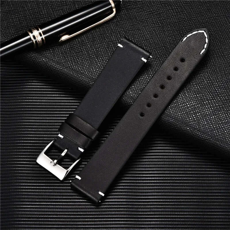 TicWatch Pro 5, Pro 3 & E3 Minimal Leather Band with Accent Stitches