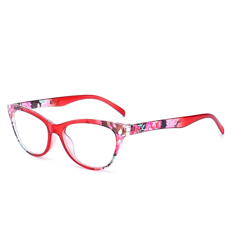 New Reading Glasses Women Flower Leg Cat Eye Frame Presbyopic Glasses PC Red Fast Sight Eyewear Fast Shipping