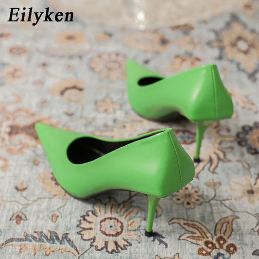 Eiyken Sexy Green Thin High Heels Pumps Women Pointed Toe Slip On Shoes Elegant Prom Wedding Stripper Ladies Sandals