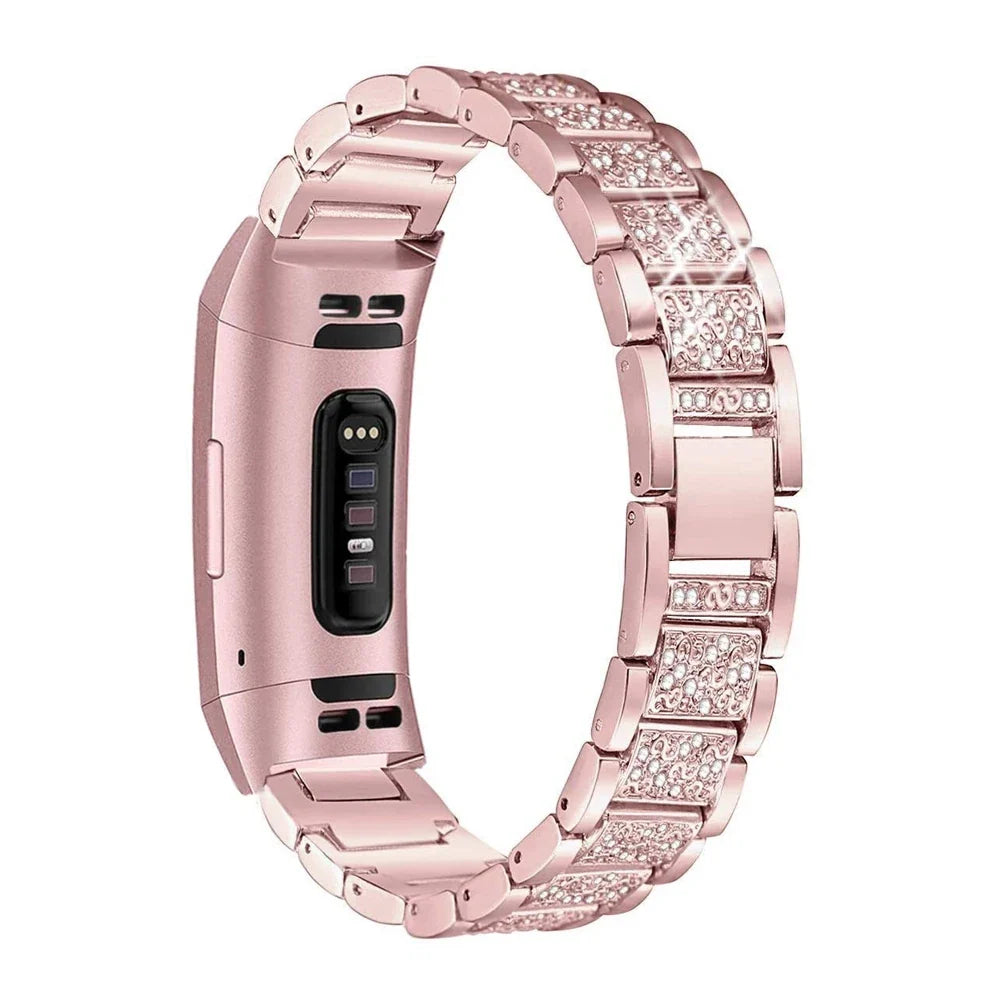Fitbit Charge 6, 5, 4 & 3 Rhinestone Panel Bracelet Band