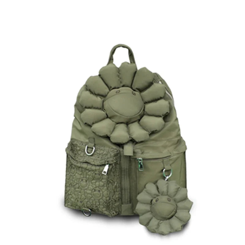 iPinee Oxford Backpack For Women Large Capacity Luxury Designer Schoolbag With Sun Flower High Quality Casual Travel Bag