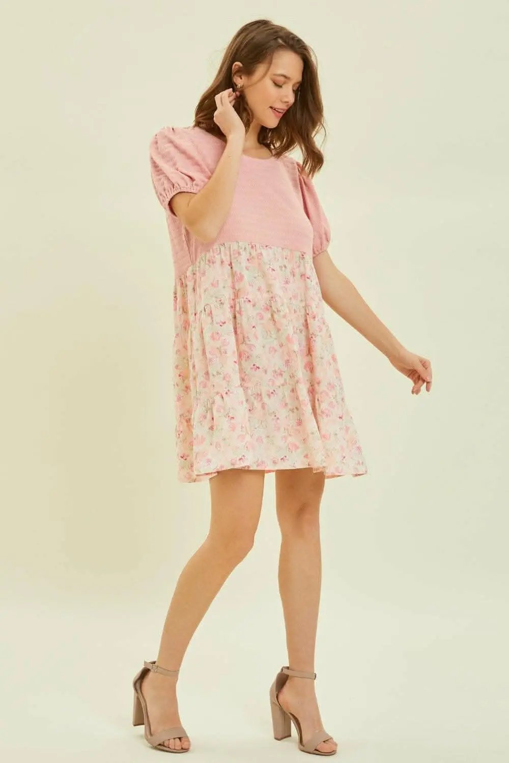 Dresses Trendsi HEYSON Full Size Round Neck Floral Ruffle Hem Mini