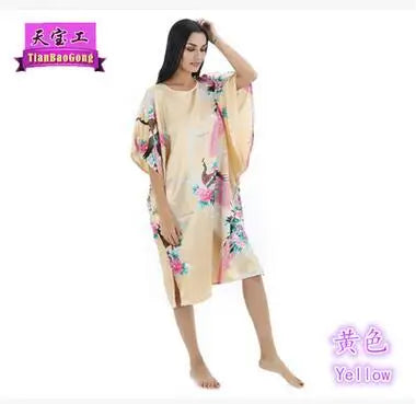 Plus Size Black Women's Summer Lounge Robe Lady New Sexy Home Dress Rayon Nightgown Large Loose Sleepwear Bathrobe Gown S002-B