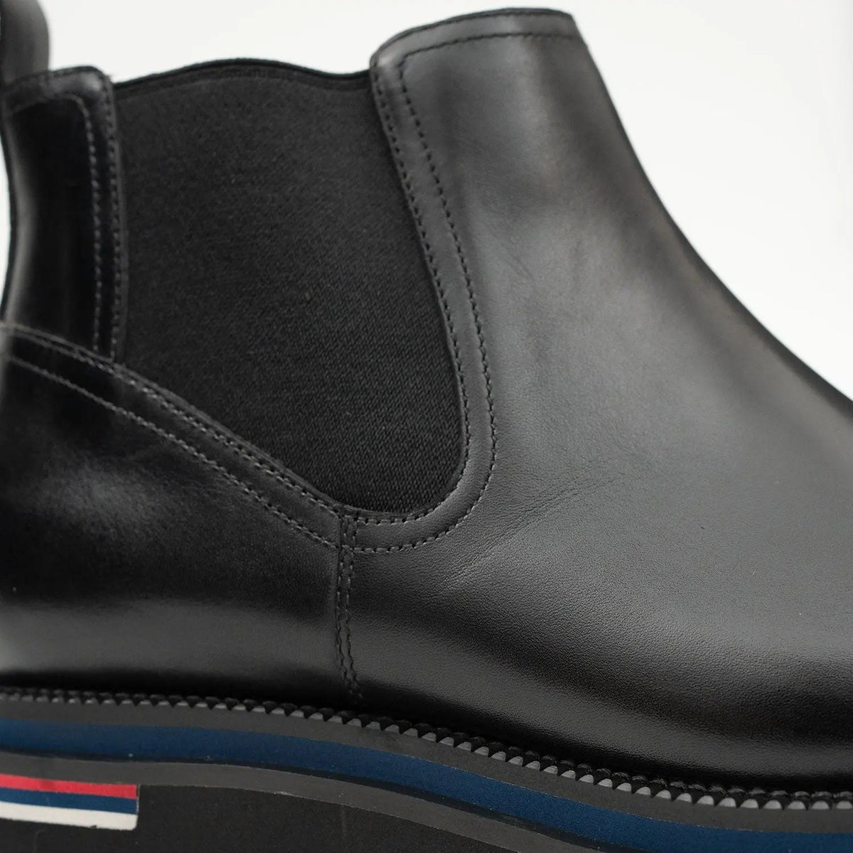Black Square-Toe Cow Leather Chelsea Boots
