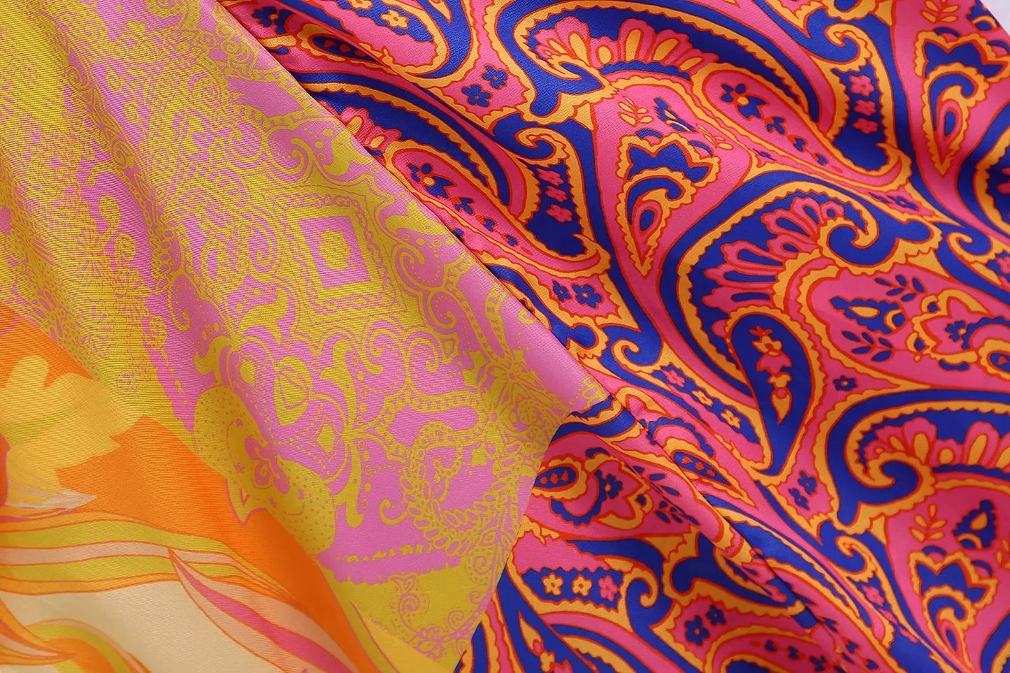Foridol Paisley Print Batwing Sleeve Kimono Maxi Long Dress Floral Print Half Sleeve Boho Autumn Dress Orange Belt Slit Dress