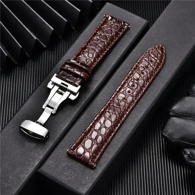 Suunto Race, Vertical & 9 Peak Crocodile-Pattern Leather Clasp Band
