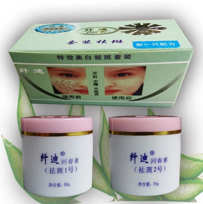 Qian DI 2pcs/Set Face Whitening Cream removal melasma Freckle speckle sunburn Spots cream Skin care