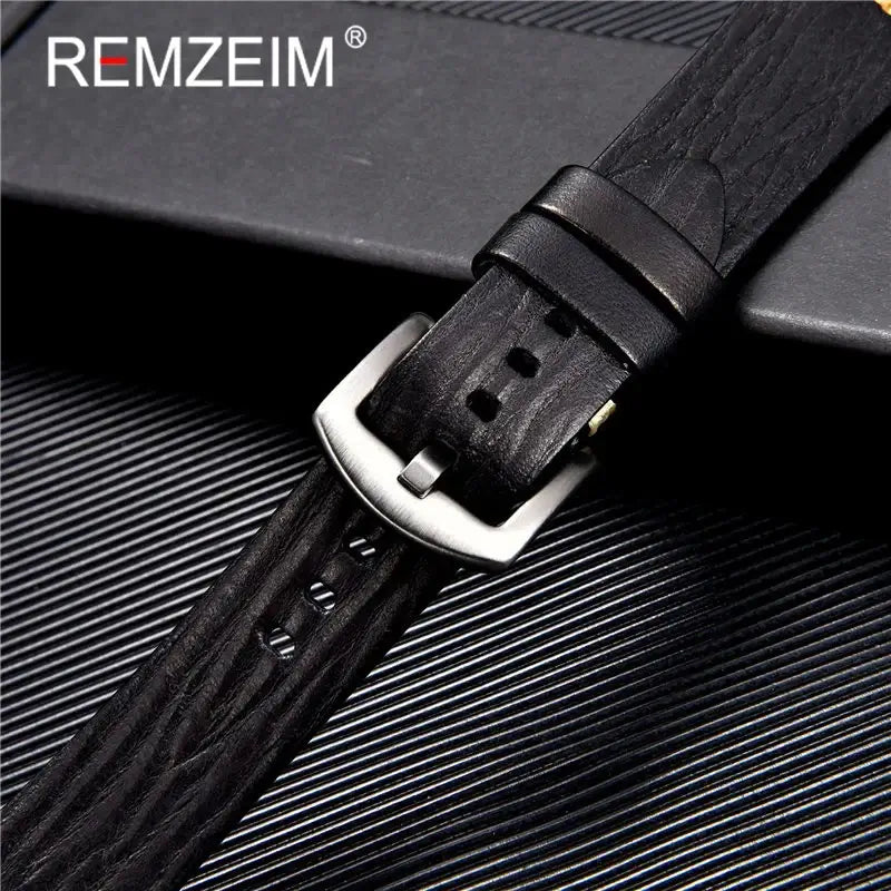 Garmin 18/20/22mm Quick Release Vintage Textured Leather Band with Accent Stitching