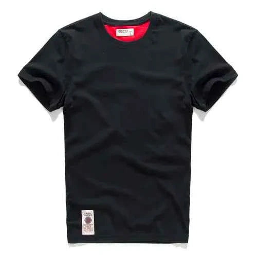 Camiseta Clásica de Algodón Lisa con Cuello Redondo para Hombre