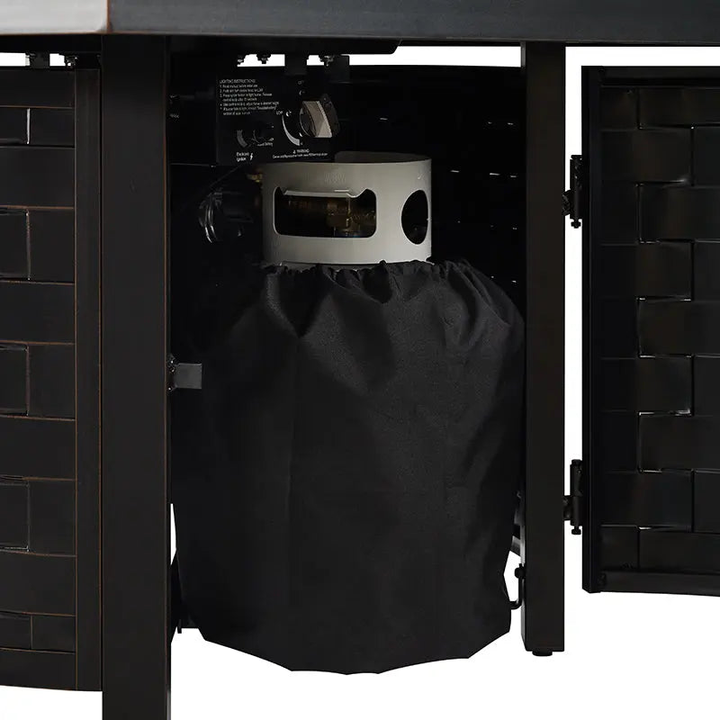 Mesa fogata de gas convertible Henley de 40" redonda de aluminio con diseño de cesta
