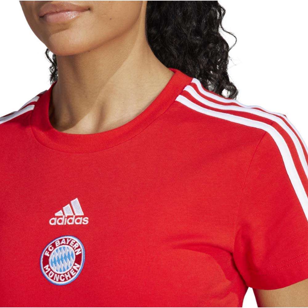 adidas Women's FC Bayern 3 Stripes Tee - Red White