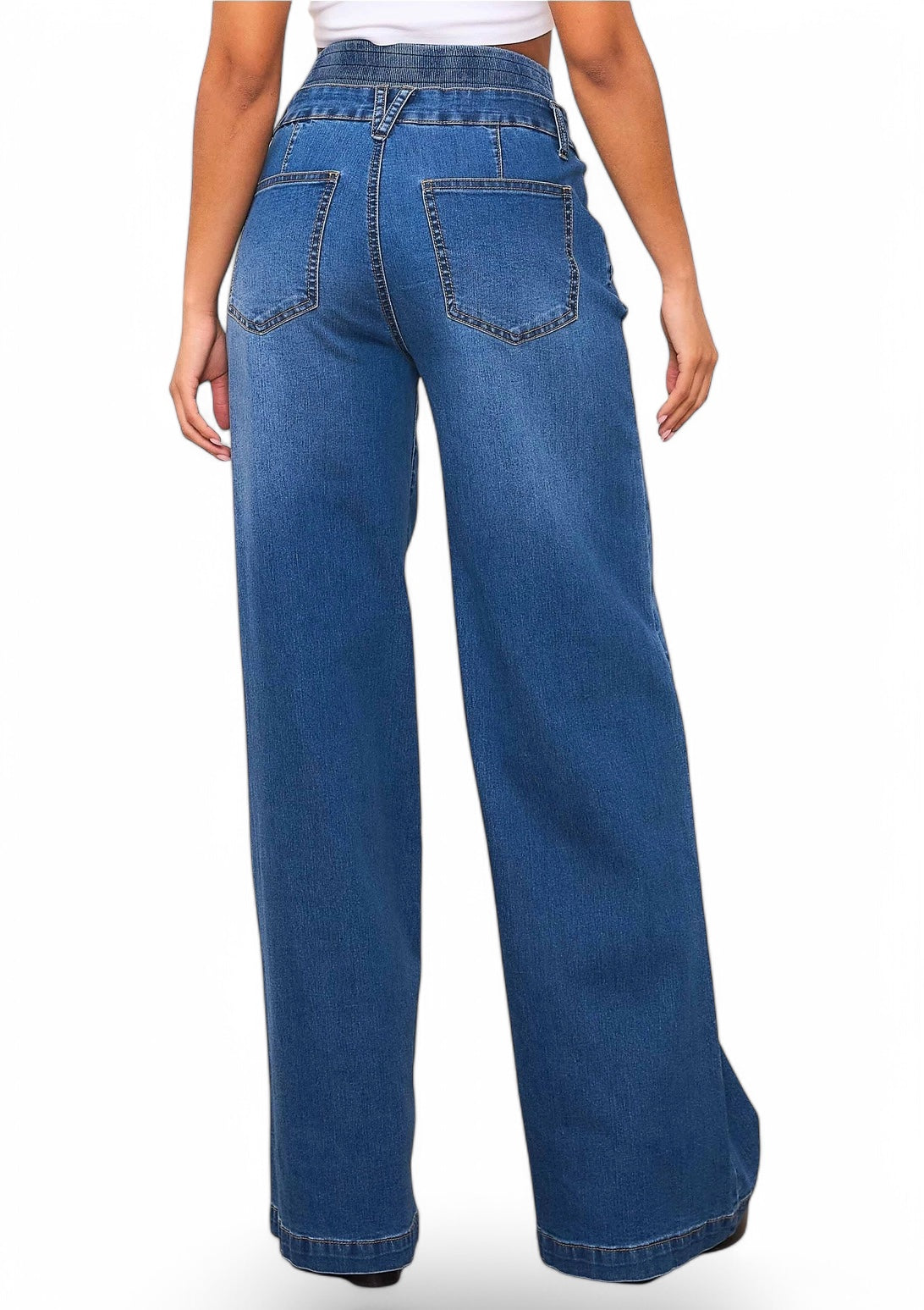 Jeans de pierna ancha con doble cintura