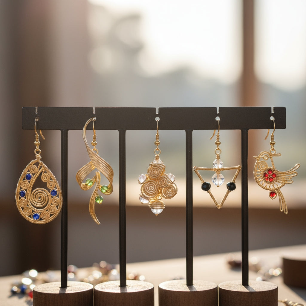 Wire Wrapped Gold Earrings
