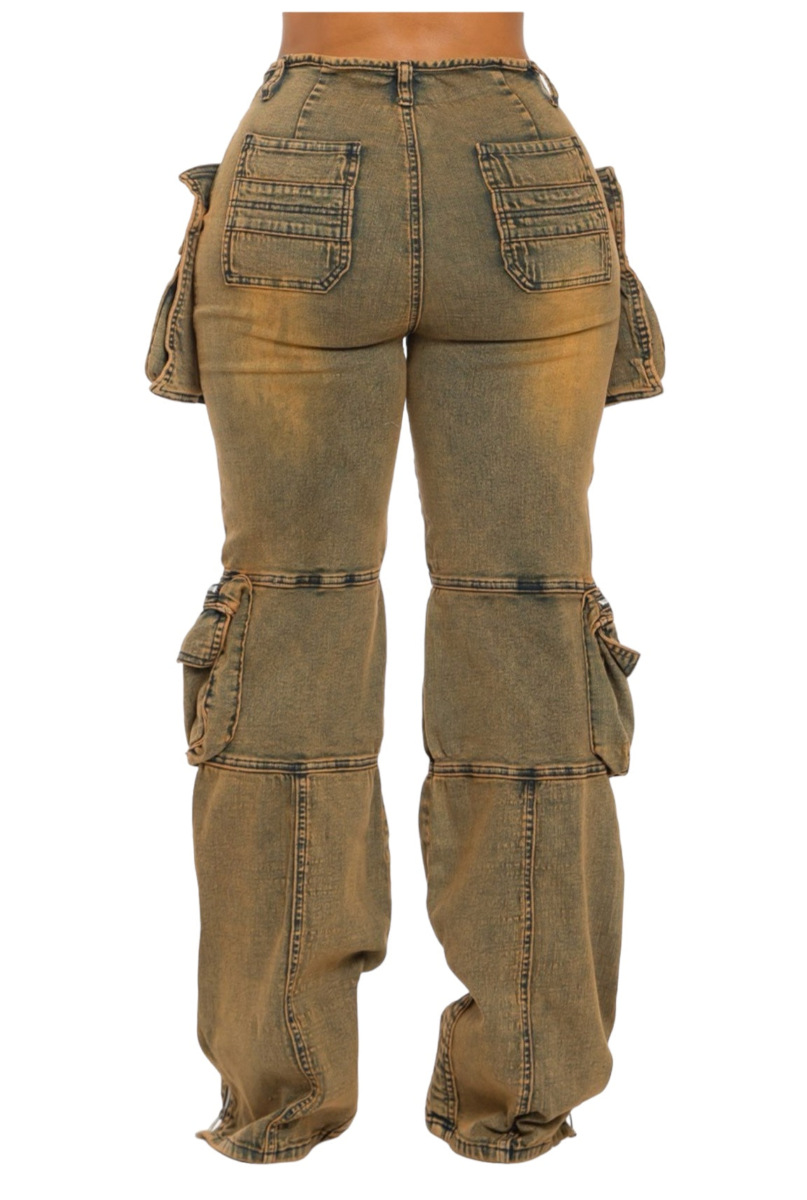 Pantalones cargo de mezclilla con lavado ácido