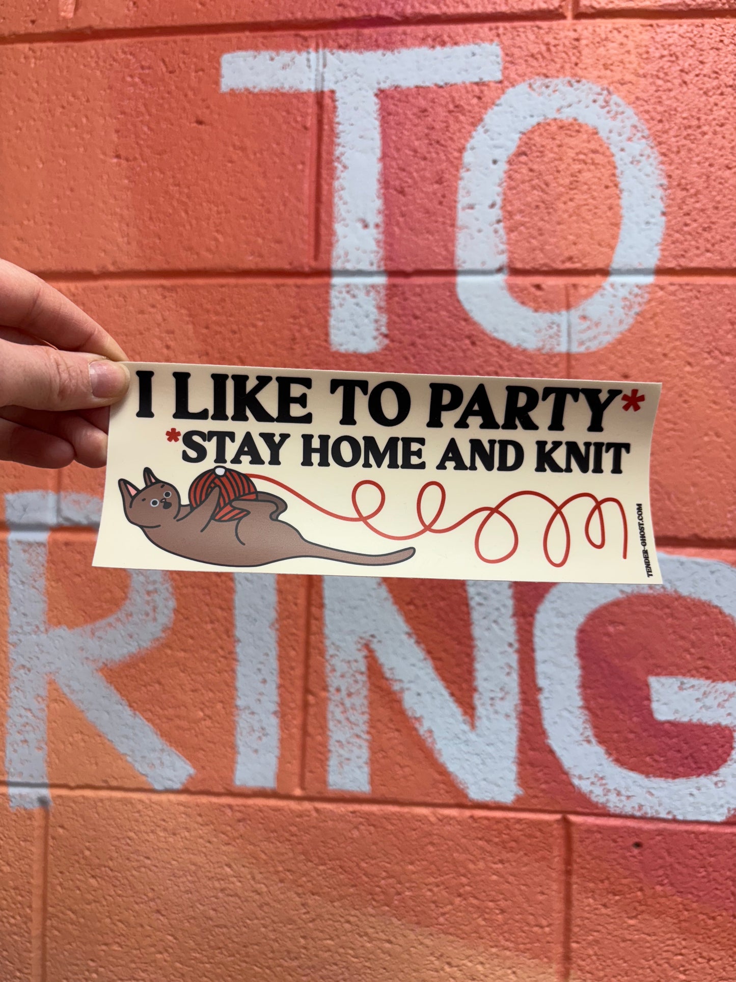 I like to party *stay home and knit* bumper sticker