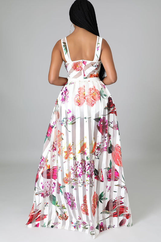 Vestido largo sin mangas de malla Bella