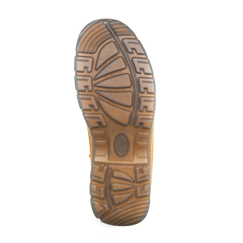 ROCKROOSTER Kimberly Tan Botas de trabajo de cuero con puntera de acero y cremallera lateral de 7 pulgadas AK232Z