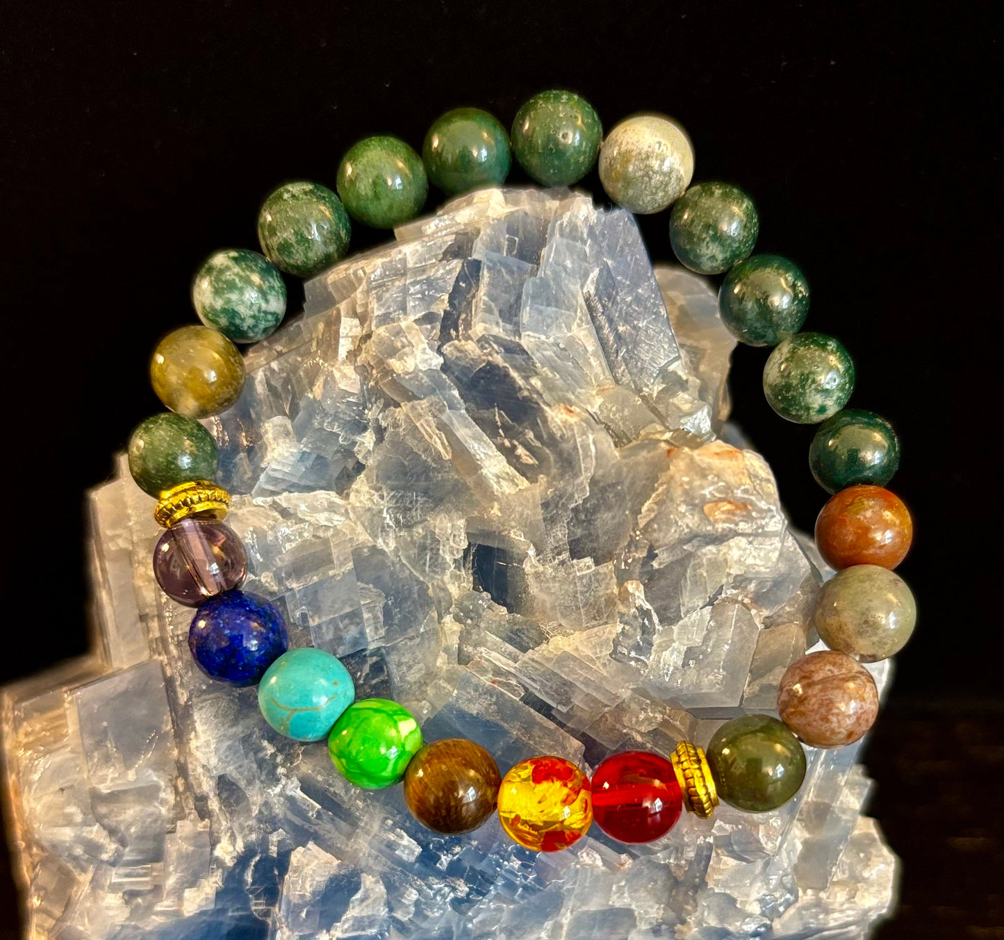 Pulsera curativa Chakra y ónix de la India con infusión de Reiki – Energía de conexión a tierra y equilibrio espiritual