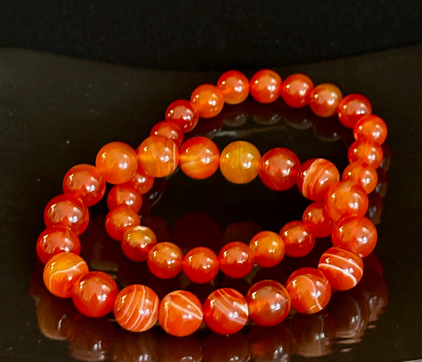 Pulsera de Cornalina 8mm y 10mm – Joyería Reiki para Motivación y Manifestación (Muñeca Mediana)