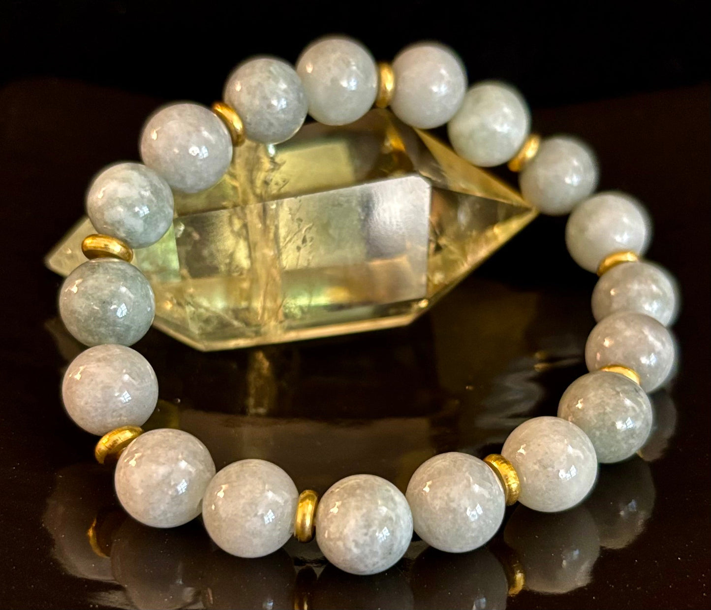 Pulsera de aventura Zen Jade – Jade natural de 10 mm para muñecas grandes
